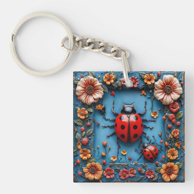 Colorful 3d ladybug keychain (Front)