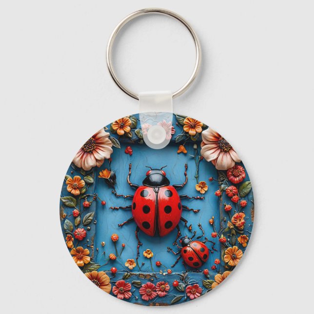 Colorful 3d ladybug keychain (Front)