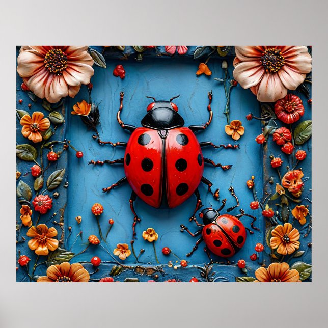 Colorful 3d ladybug poster (Front)