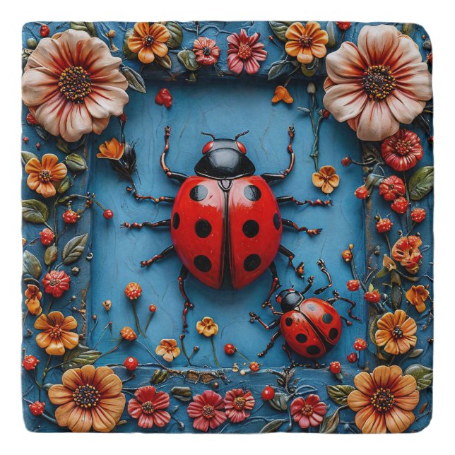Colorful 3d ladybug trivet (Front)