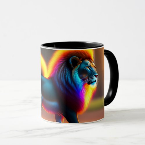 Colorful 3d picture of forest lion Mug