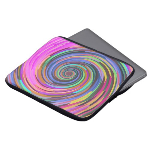 Colorful 3d spiral swirl vortex abstract backdrop laptop sleeve