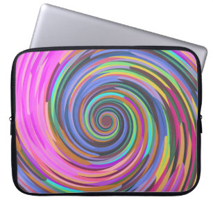 Colorful 3d spiral swirl vortex abstract backdrop laptop sleeve
