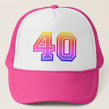 Colorful 40th Birthday Party Trucker Hat by TomR1953 at Zazzle