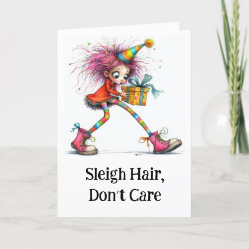 ** Colorful 4 Whimsical Christmas Girl Gift AP97  Thank You Card