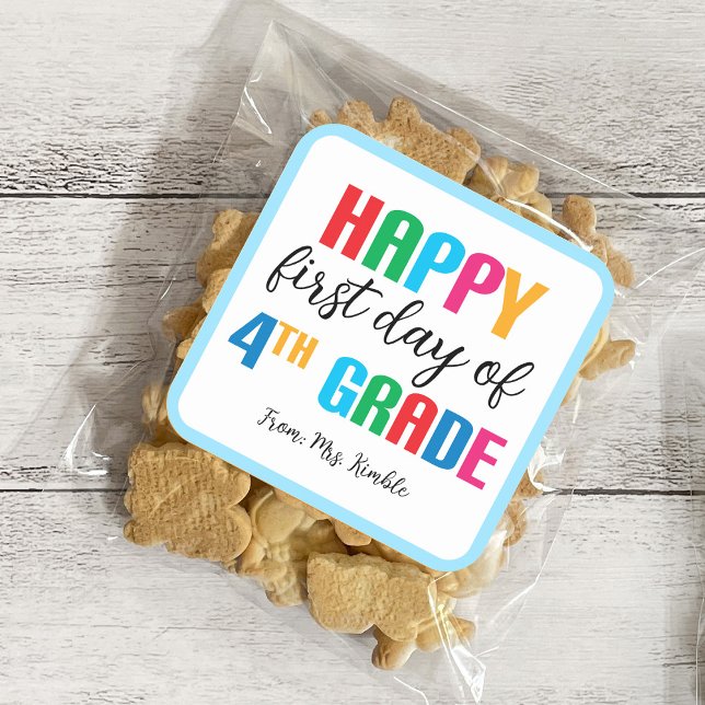 Colorful 4th Grade School Sticker (Square) (Creator Uploaded)