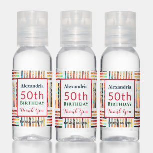 Colorful 50th Birthday Thank You Stripes Hand Sanitizer
