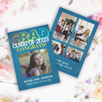 Colorful 5 Photos Middle School 2024 Graduation by invitations_kits at Zazzle