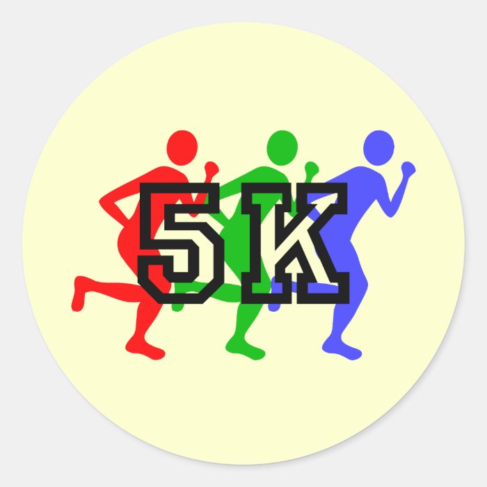 Colorful 5K runners Round Sticker