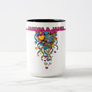 Colorful 5th Anniversary Two-Tone Coffee Mug