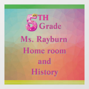Colorful 5th Grade School Room 6” X 6” Window Cling
