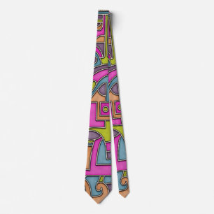 Colorful 60s Mod Geometric Abstract Neck Tie