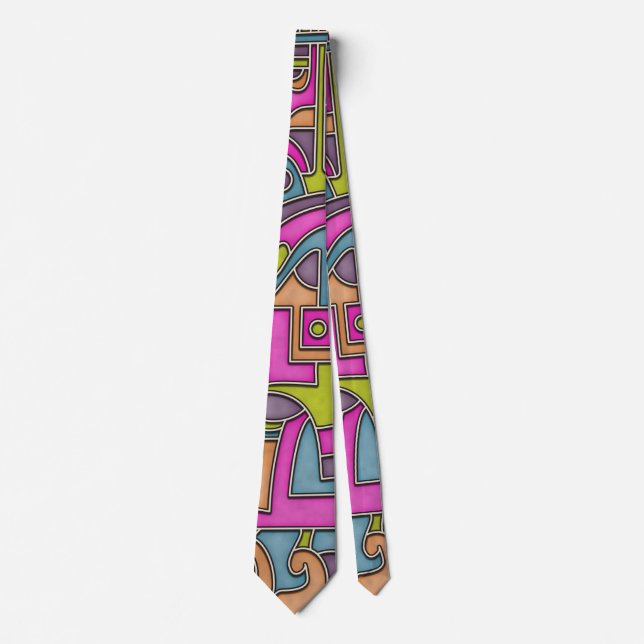 Colorful 60s Mod Geometric Abstract Neck Tie (Front)