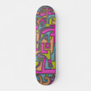 Colorful 60s Mod Geometric Abstract Skateboard