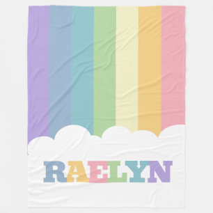 Colorful 6 letter name rainbow earth tones cloud fleece blanket