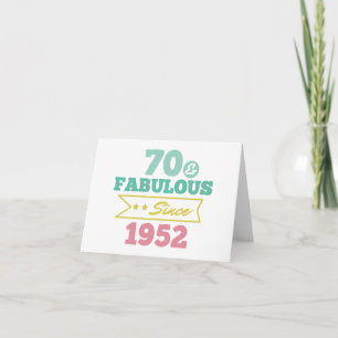 colorful 70 and fabulous since 1952 thank you card