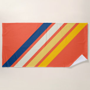 Colorful 70s 80s Retro Striped Stripes Beach Towel