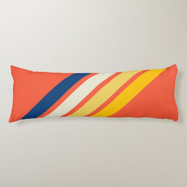 Colorful 70s 80s Retro Striped Stripes Body Pillow (Front)