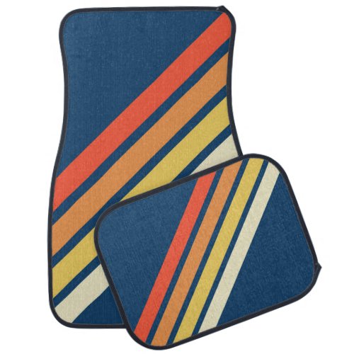 Colorful 70s 80s Retro Striped Stripes Car Floor Mat