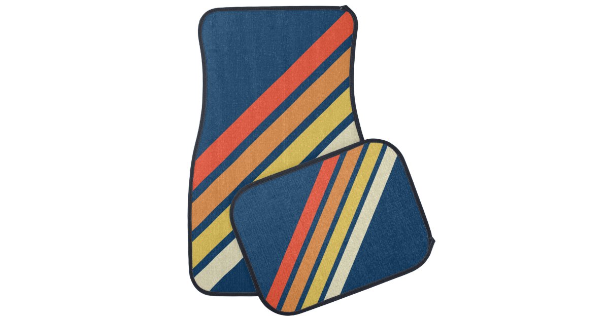 Colorful 70s 80s Retro Striped Stripes Car Floor Mat | Zazzle