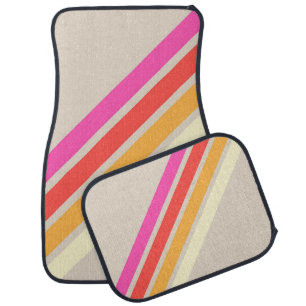 Colorful 70s 80s Retro Striped Stripes Car Floor Mat