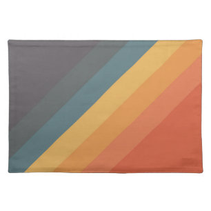 Colorful 70s 80s Retro Striped Stripes Cloth Placemat