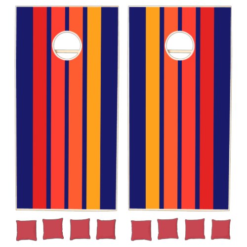 Colorful 70s 80s Retro Striped Stripes Cornhole Set