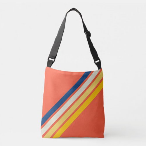 Colorful 70s 80s Retro Striped Stripes Crossbody Bag