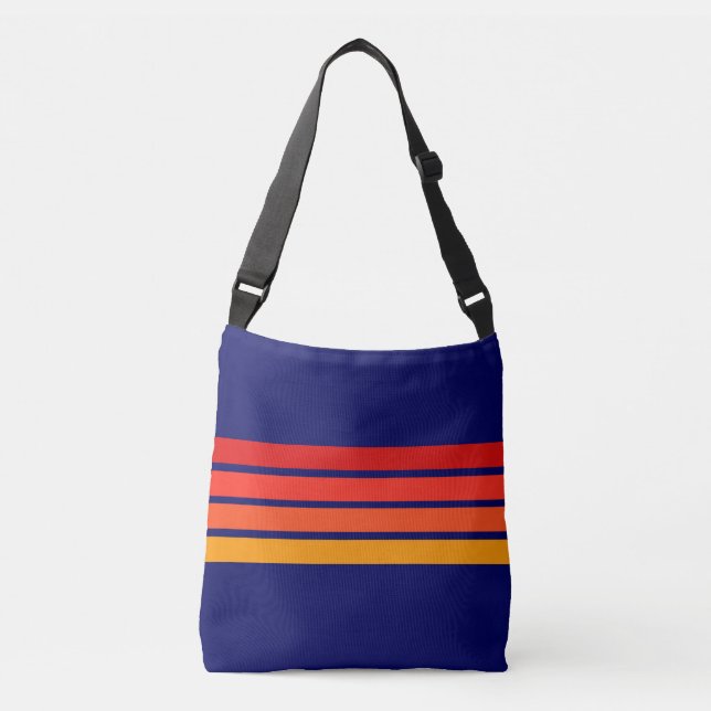 Colorful 70s 80s Retro Striped Stripes Crossbody Bag (Front)