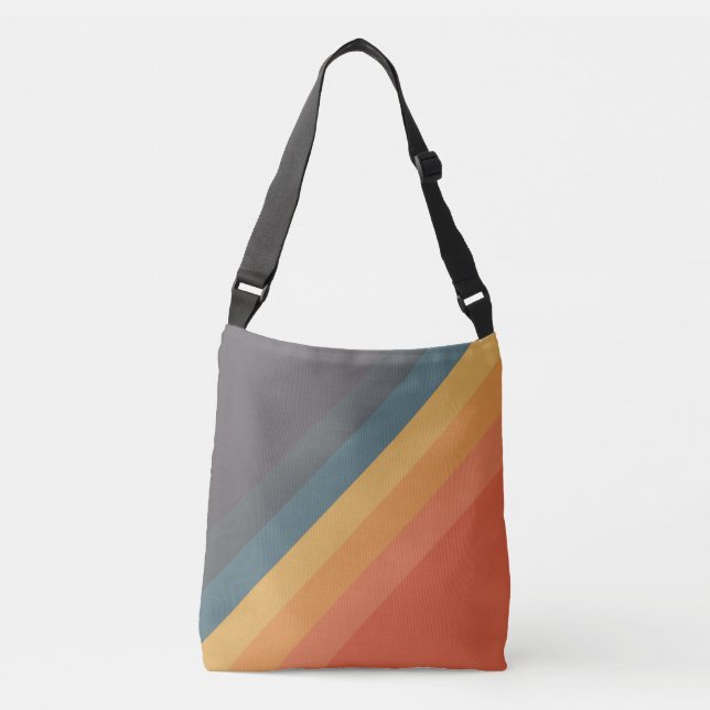 Colorful 70s 80s Retro Striped Stripes Crossbody Bag (Front)