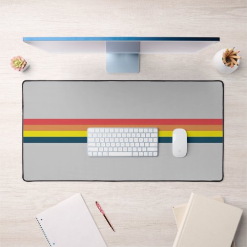 Colorful 70s 80s Retro Striped Stripes Desk Mat