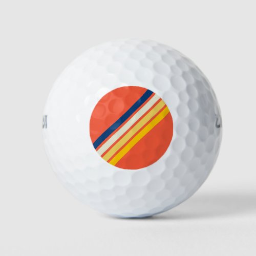 Colorful 70s 80s Retro Striped Stripes Golf Balls