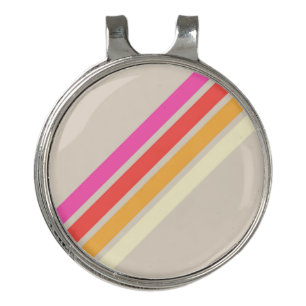 Colorful 70s 80s Retro Striped Stripes Golf Hat Clip