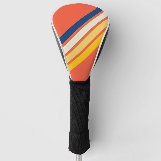 Colorful 70s 80s Retro Striped Stripes Golf Head Cover (Front)