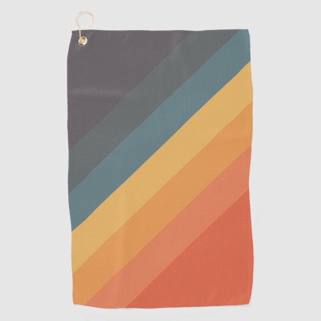 Colorful 70s 80s Retro Striped Stripes Golf Towel (Front)
