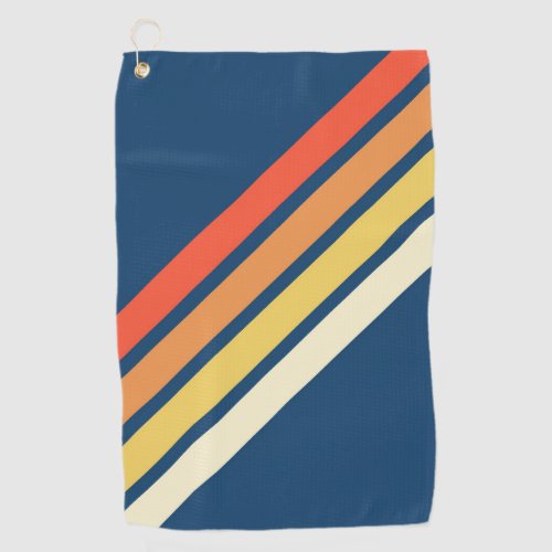 Colorful 70s 80s Retro Striped Stripes Golf Towel