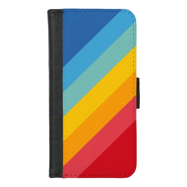 Colorful 70s 80s Retro Striped Stripes iPhone Wallet Case (Front)