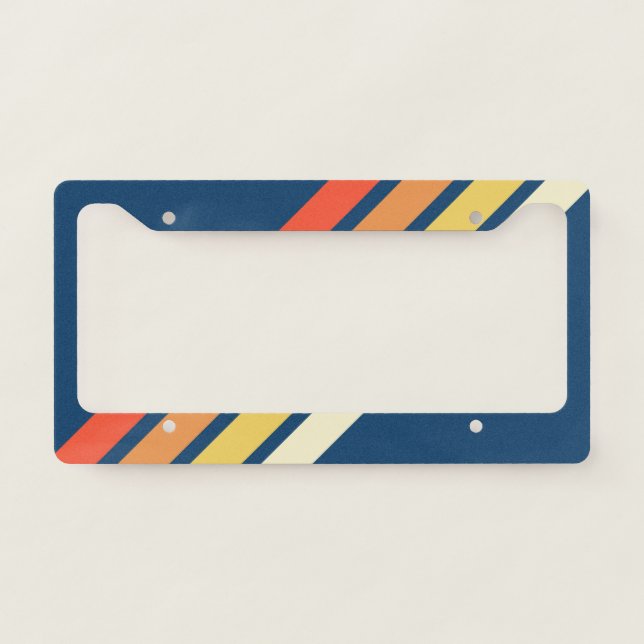 Colorful 70s 80s Retro Striped Stripes License Plate Frame (Front)