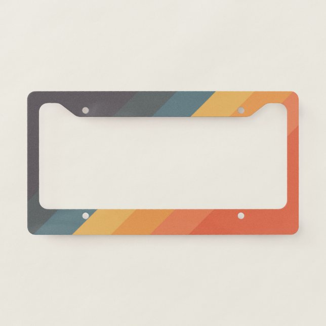Colorful 70s 80s Retro Striped Stripes License Plate Frame (Front)