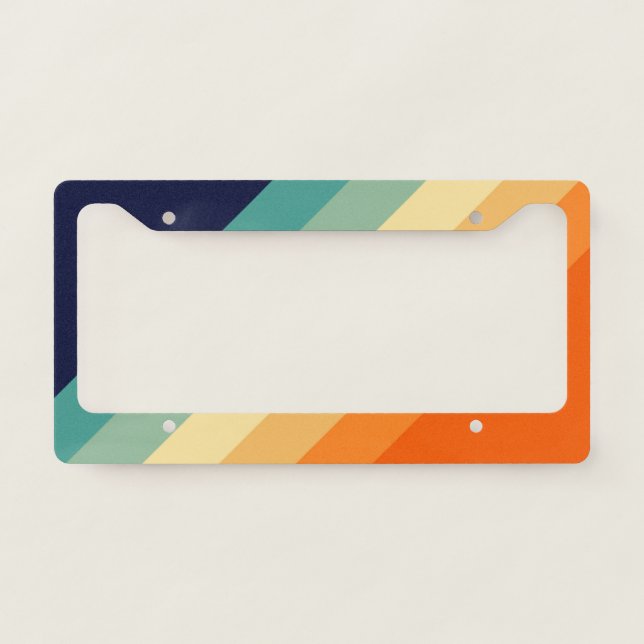 Colorful 70s 80s Retro Striped Stripes License Plate Frame (Front)