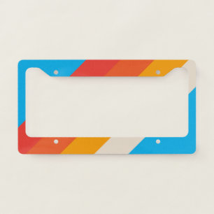 Colorful 70s 80s Retro Striped Stripes License Plate Frame