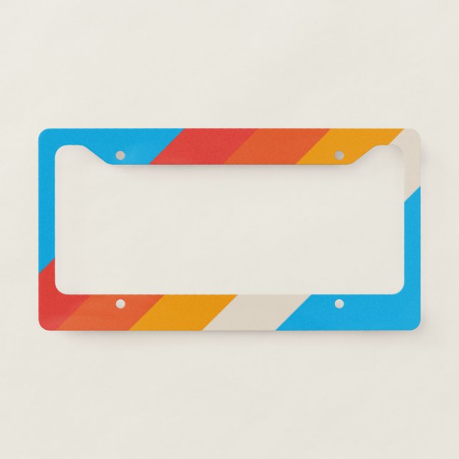 Colorful 70s 80s Retro Striped Stripes License Plate Frame (Front)