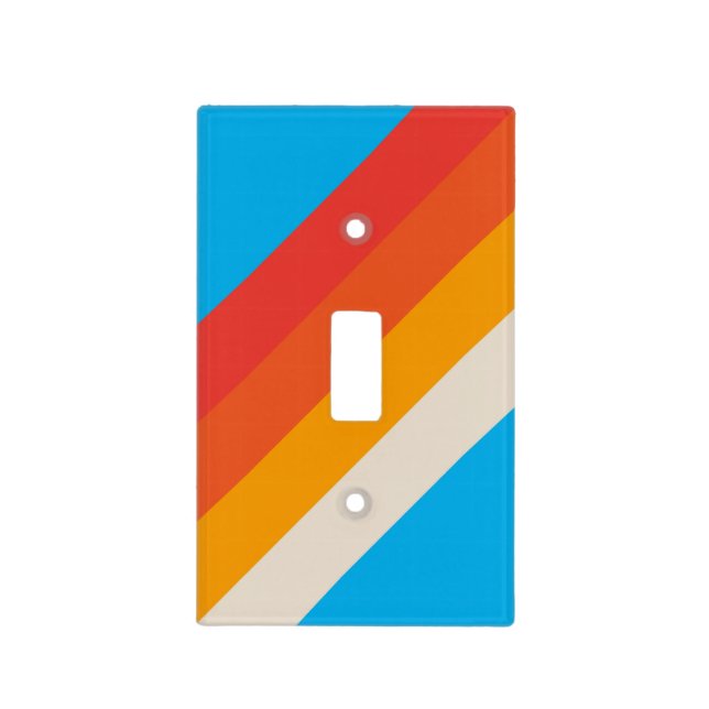 Colorful 70s 80s Retro Striped Stripes Light Switch Cover (Front)