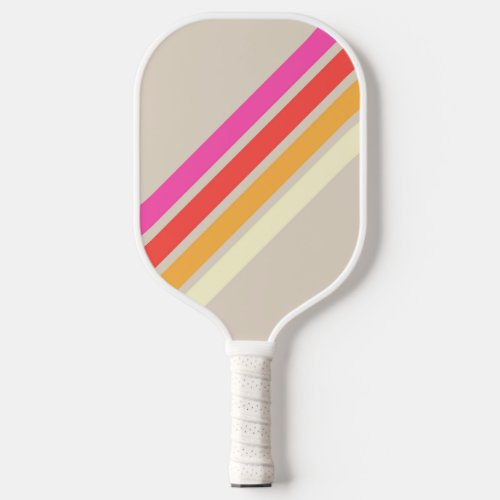 Colorful 70s 80s Retro Striped Stripes Pickleball Paddle