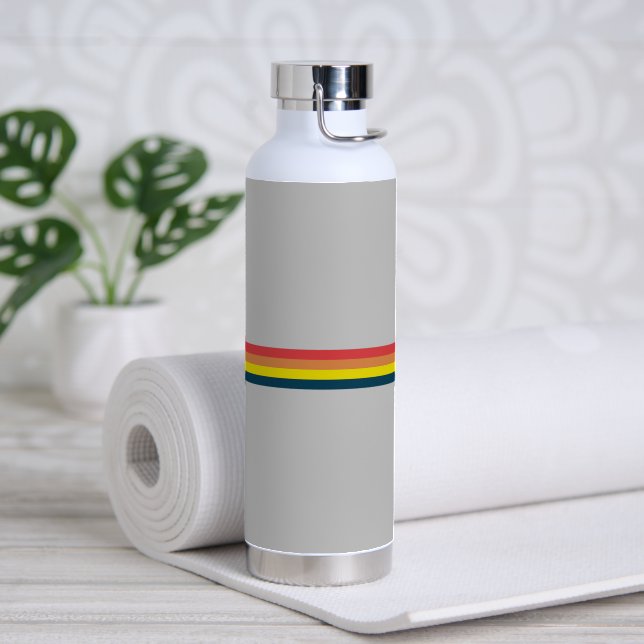 Colorful 70s 80s Retro Striped Stripes Water Bottle (Yoga)