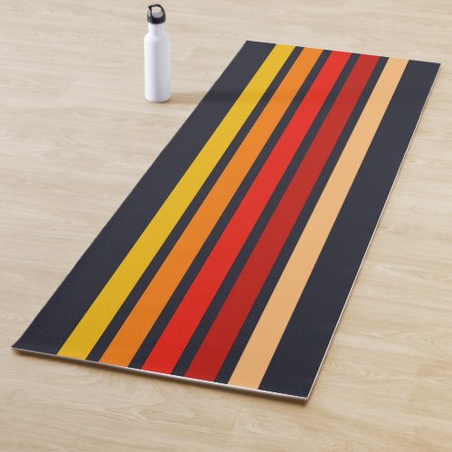 Colorful 70s 80s Retro Striped Stripes Yoga Mat