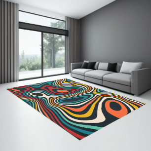 Colorful 70's Pattern Wavy lines and shape Rug