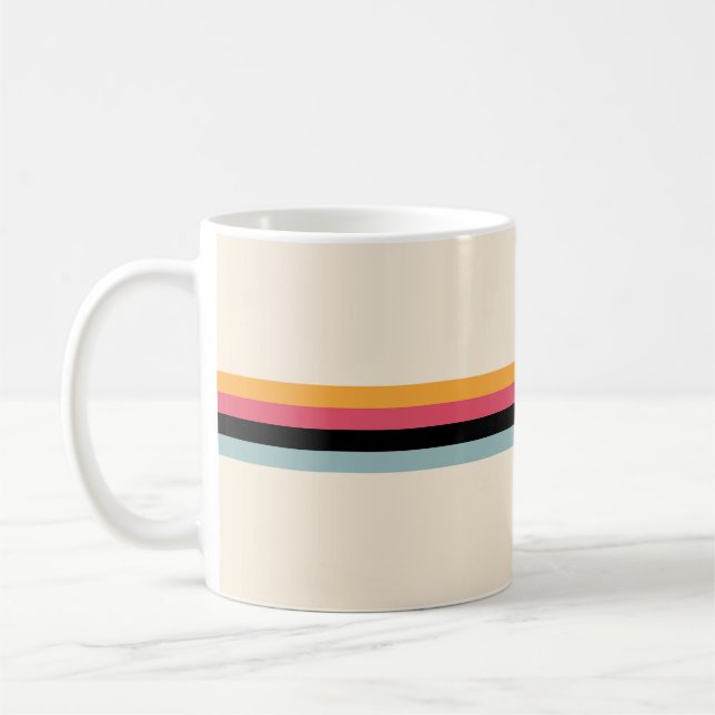 Colorful 70s Retro Striped Stripes Coffee Mug (Left)