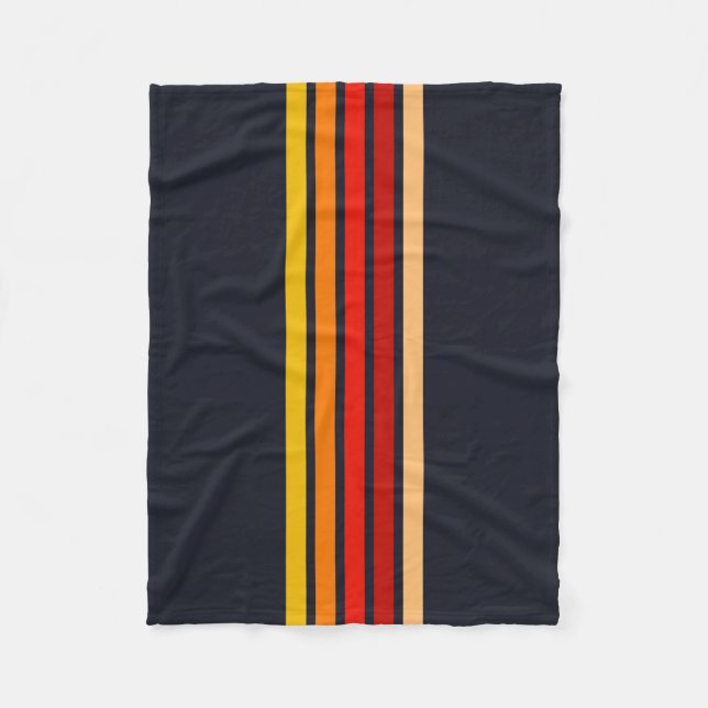 Colorful 70s Retro Striped Stripes Fleece Blanket (Front)