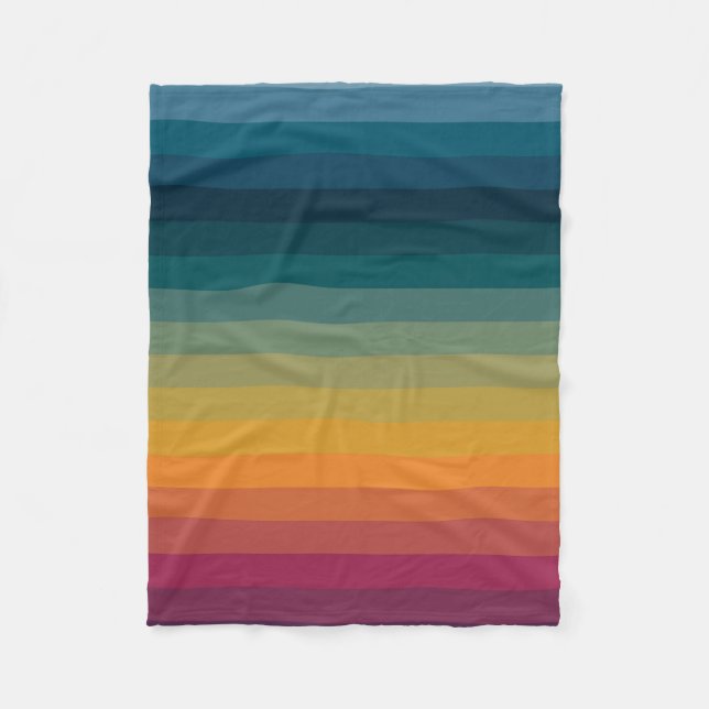 Colorful 70s Retro Striped Stripes Fleece Blanket (Front)